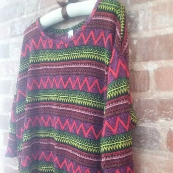 IT'S Multicolor Purple Red Black Boho Aztec Tunic Top Shirt Women Plus Size 1X - Picture 4 of 13